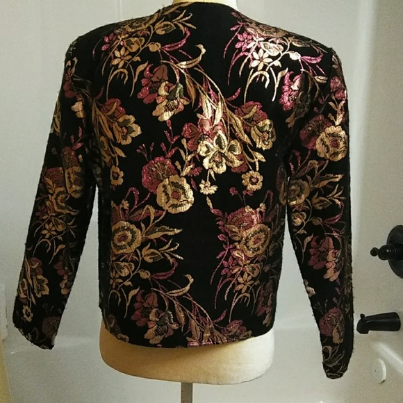 Vintage Ellen D Metallic Floral Jacket – Elegant Preowned, Size Medium - Picture 6 of 7